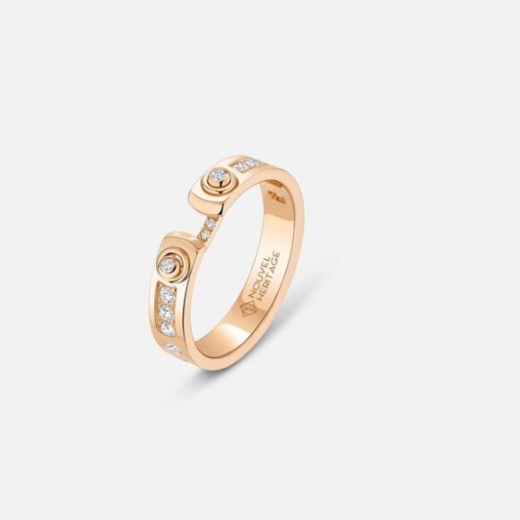 Nouvel Heritage Tuxedo Ring in Rose Gold with Diamonds - Picture 2 of 10